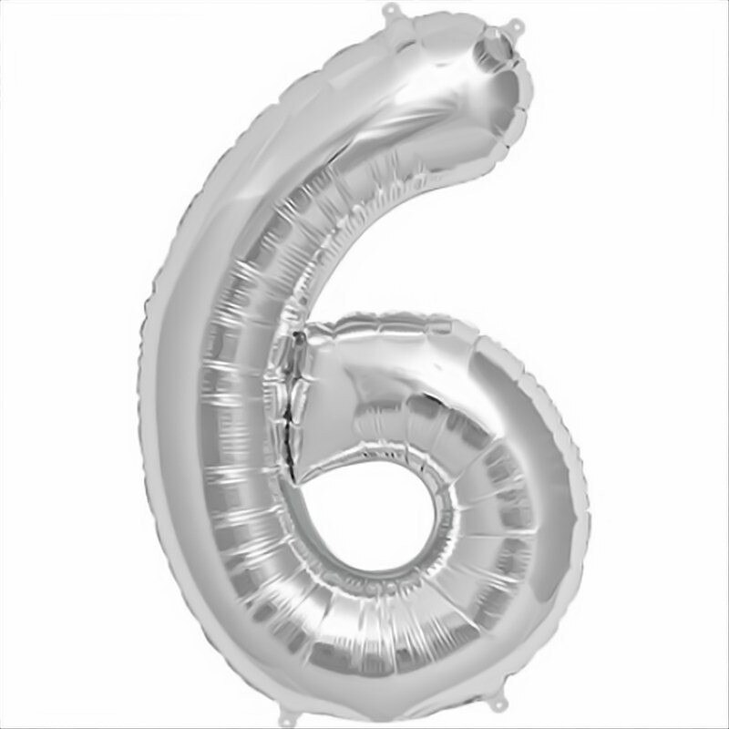 Balon folie figurina mare cifra 6 argintiu, 86 cm, Amscan 27986